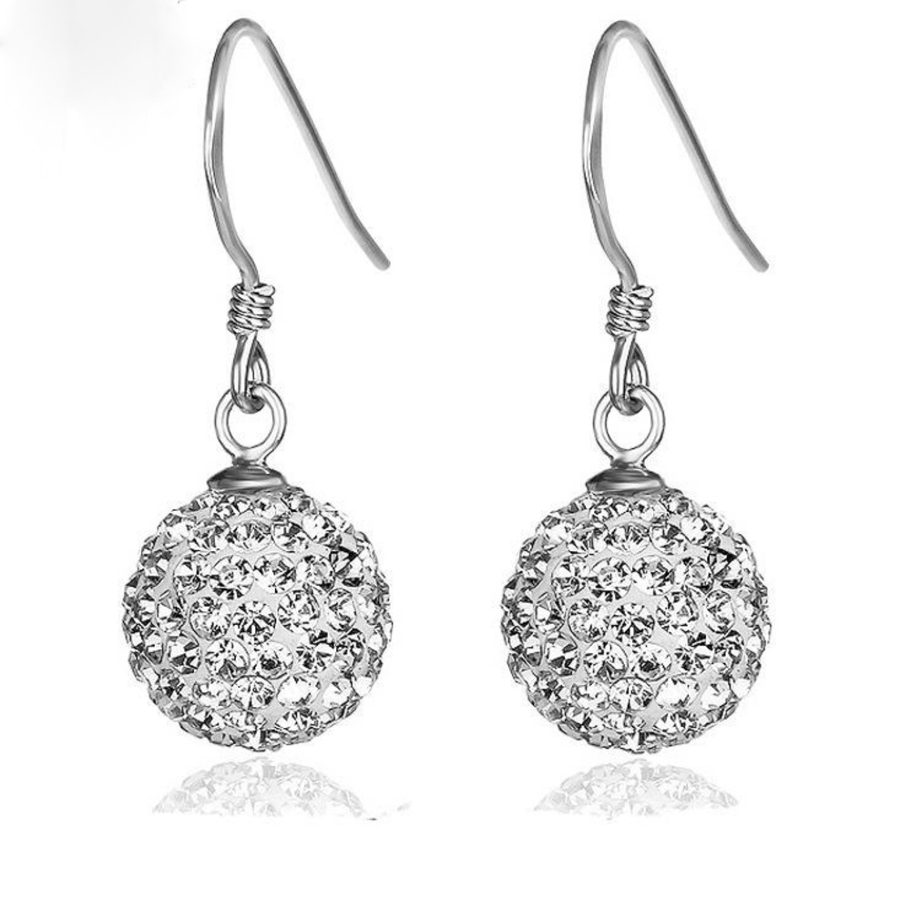 Any 3/$25! Silver Crystal Pave Ball Earrings - Picture 2 of 6
